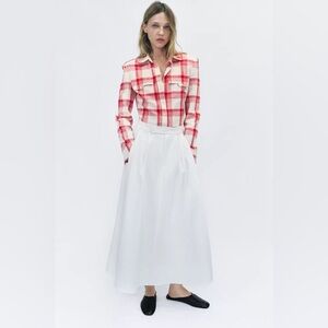 NWT ZARA PLAID SHOULDER PAD SHIRT ZW COLLECTION